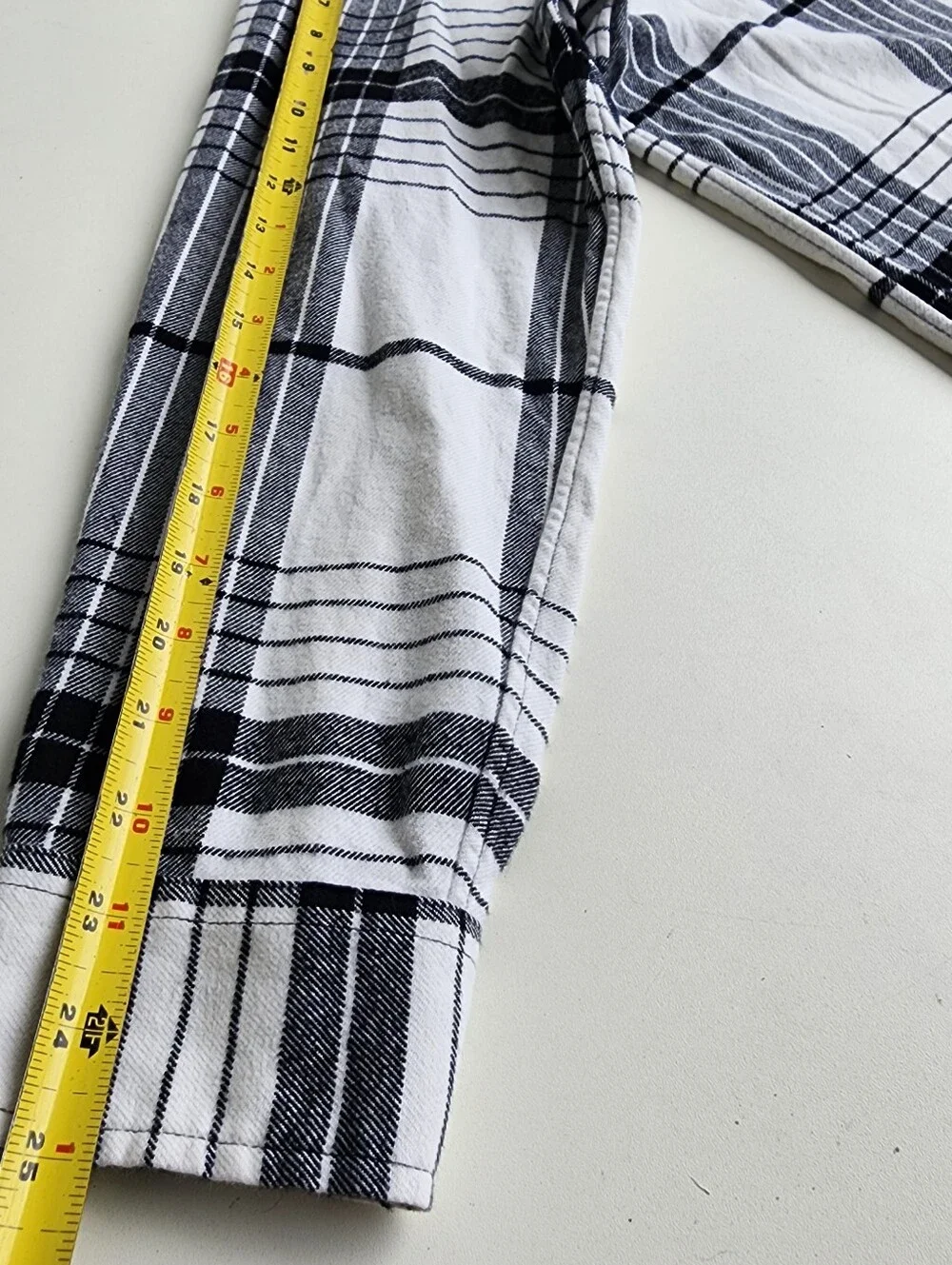 Banana Republic Soft Wash Flannel  Plaid White Black Shirt Mens Long Sleeve XL